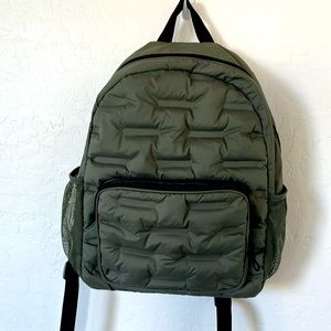 16” Puffy Backpack “art class” Green Laptop Pocket EUC